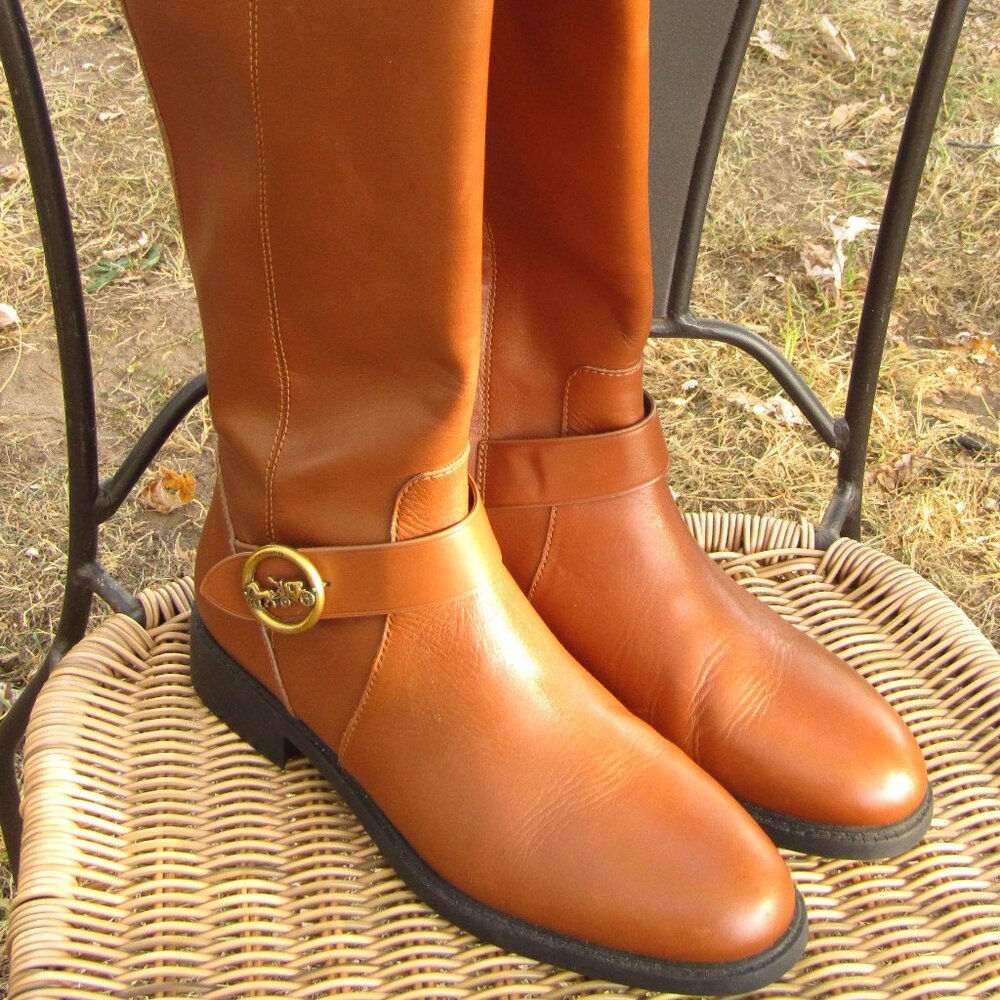 Coach Riding Boots in Brown Leather Size 8